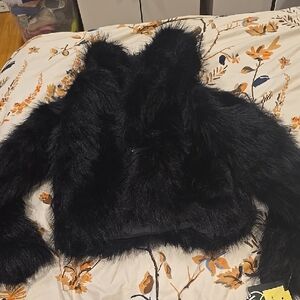 art class Black Faux Fur Kids Jacket